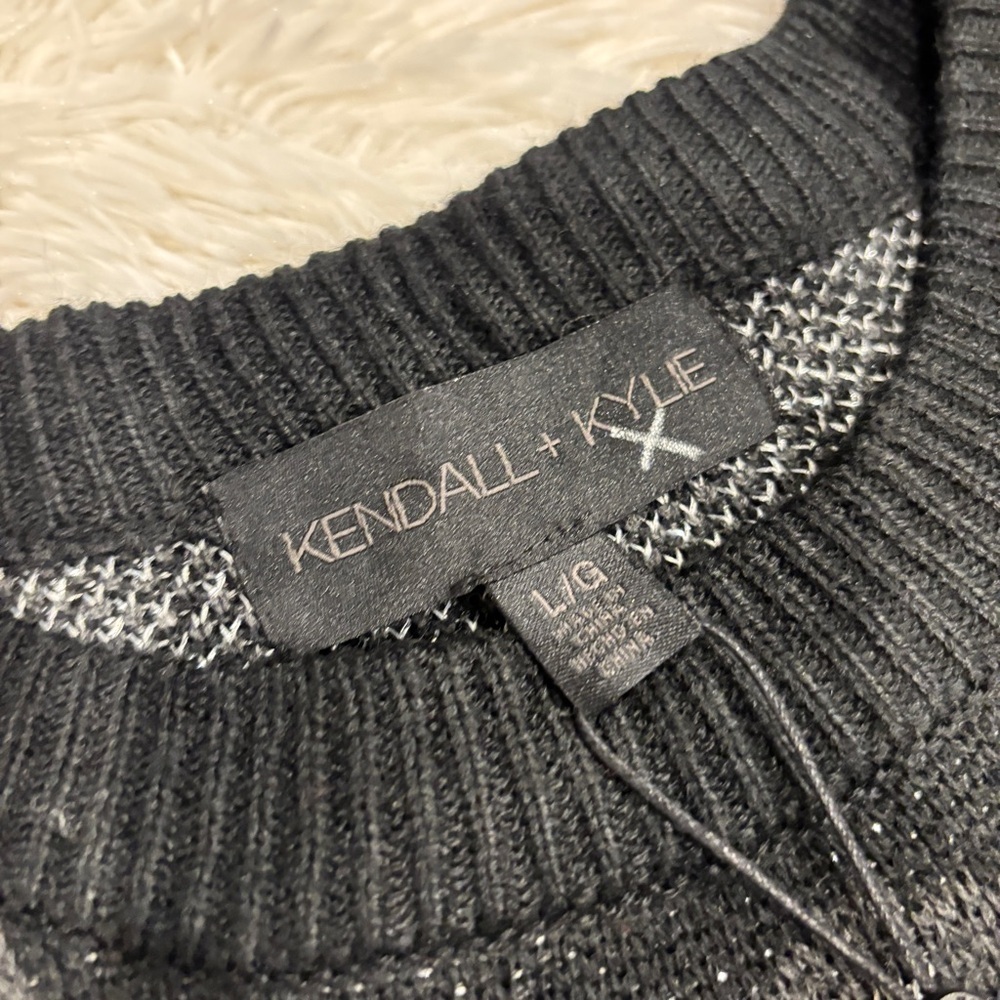 Kendall + Kylie Leopard Print Sweater Black/Silver/Grey Sz Large Nwt — image 5 of 8